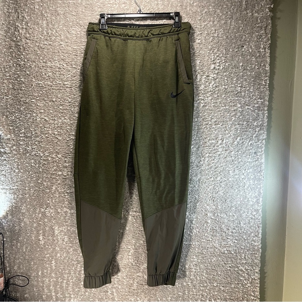 Nike Men Green Joggers Sweatpants Medium Pockets Polyester Loungewear
